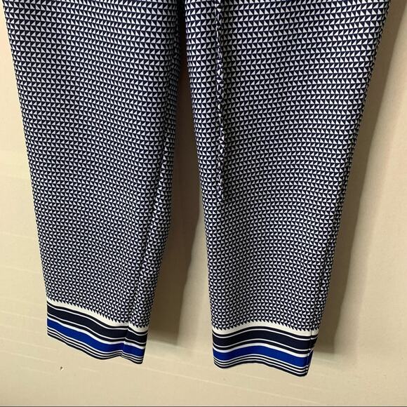 JCrew Factory Drapey Drawstring Pull On Pants Blue Patterned - Picture 3 of 6